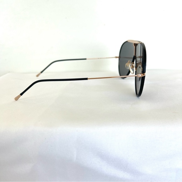 TOM FORD TF671 Mack Black Leather Rose Gold Metal Frame Aviator Large Sunglasses - Picture 9 of 16